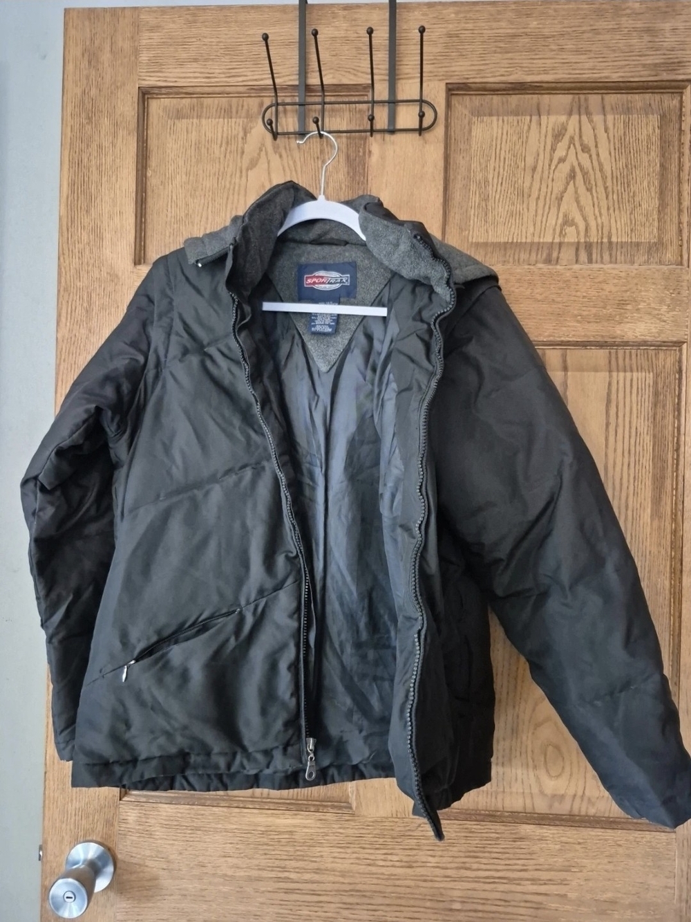 Women's Black Puffer Jacket with Detachable Hood